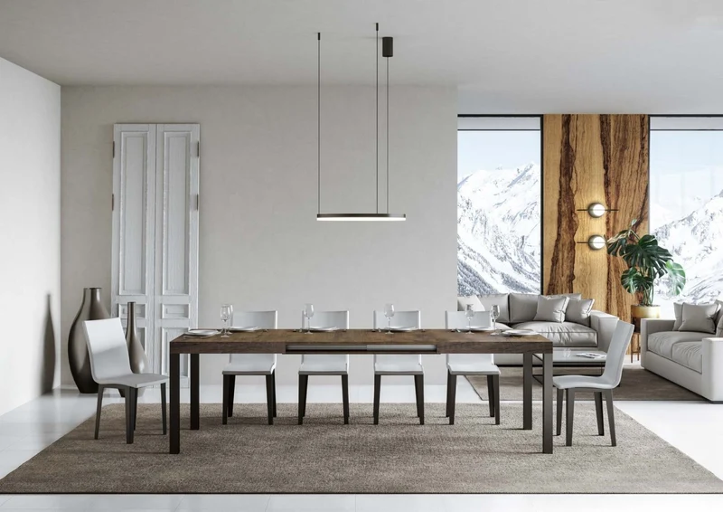 Ares - Tavolo da pranzo allungabile industrial gambe in metallo piano legno - Vari modelli