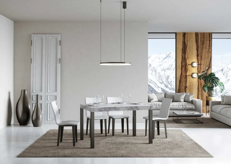 Ares - Tavolo da pranzo allungabile industrial gambe in metallo piano legno - Vari modelli