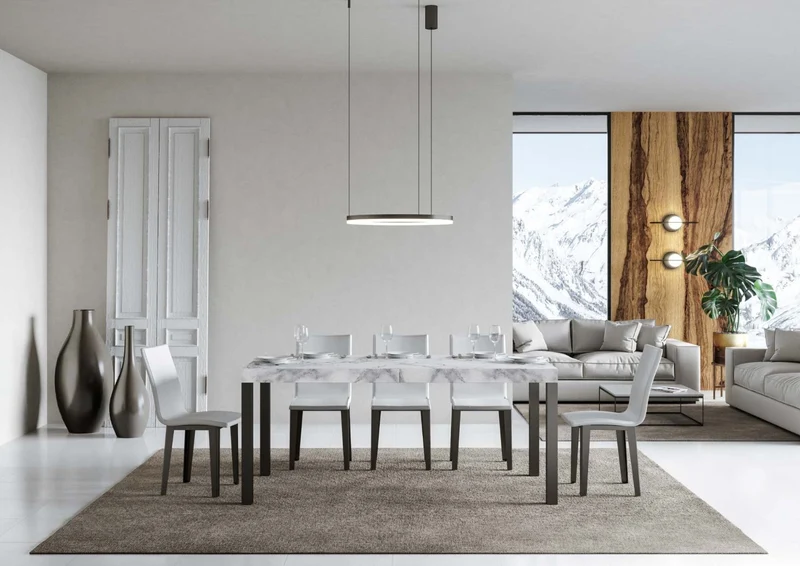 Ares - Tavolo da pranzo allungabile industrial gambe in metallo piano legno - Vari modelli