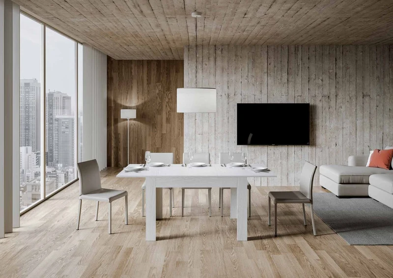 Diaz - Tavolo da pranzo in legno con allunga laterale cm 120/180x90x77h - vari colori