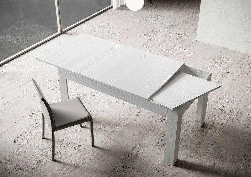 Diaz - Tavolo da pranzo in legno con allunga laterale cm 120/180x90x77h - vari colori
