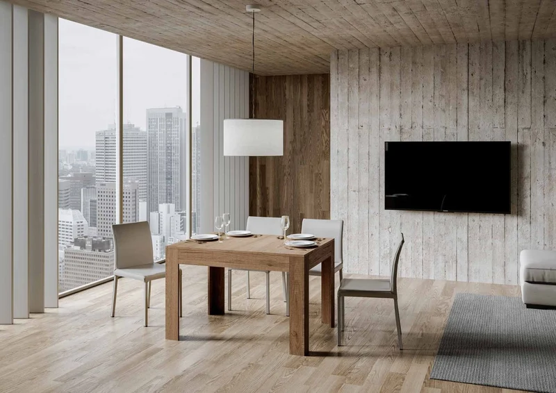 Diaz - Tavolo da pranzo in legno con allunga laterale cm 120/180x90x77h - vari colori