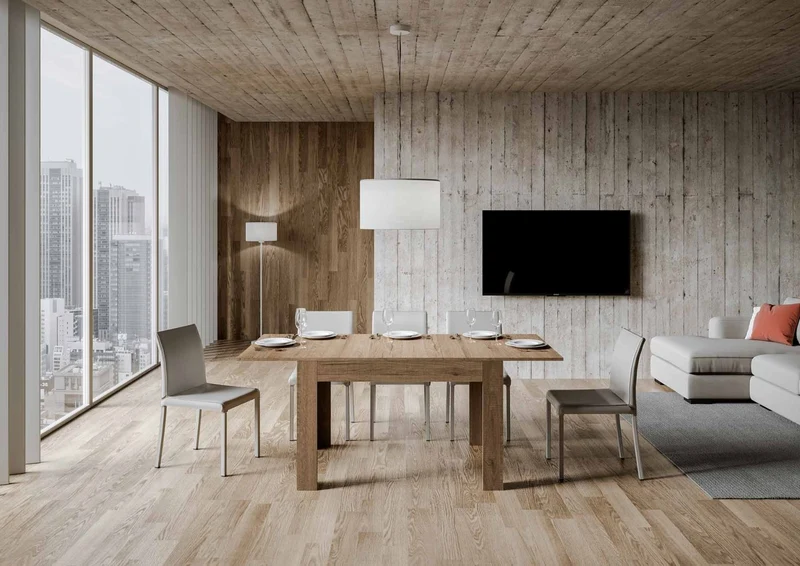 Diaz - Tavolo da pranzo in legno con allunga laterale cm 120/180x90x77h - vari colori