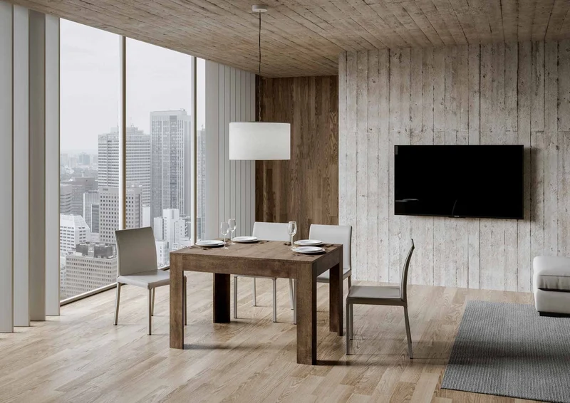 Diaz - Tavolo da pranzo in legno con allunga laterale cm 120/180x90x77h - vari colori
