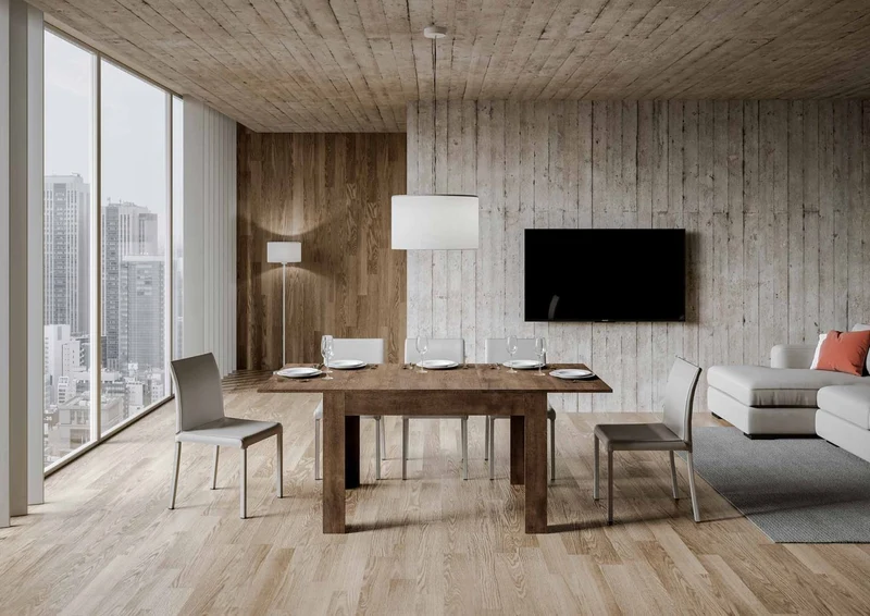 Diaz - Tavolo da pranzo in legno con allunga laterale cm 120/180x90x77h - vari colori