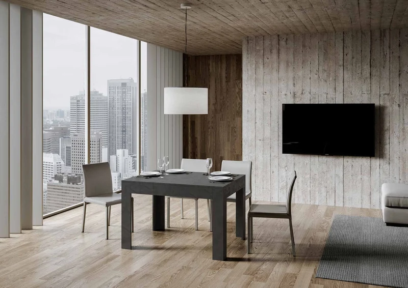 Diaz - Tavolo da pranzo in legno con allunga laterale cm 120/180x90x77h - vari colori