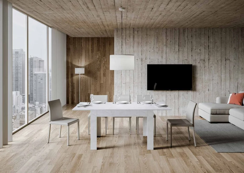 Diaz - Tavolo da pranzo in legno con allunga laterale cm 120/180x90x77h - vari colori