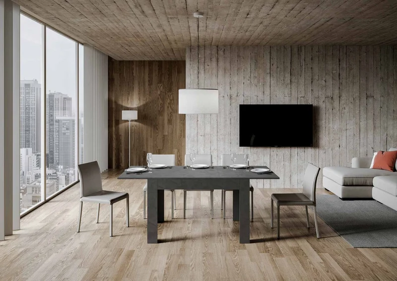 Diaz - Tavolo da pranzo in legno con allunga laterale cm 120/180x90x77h - vari colori