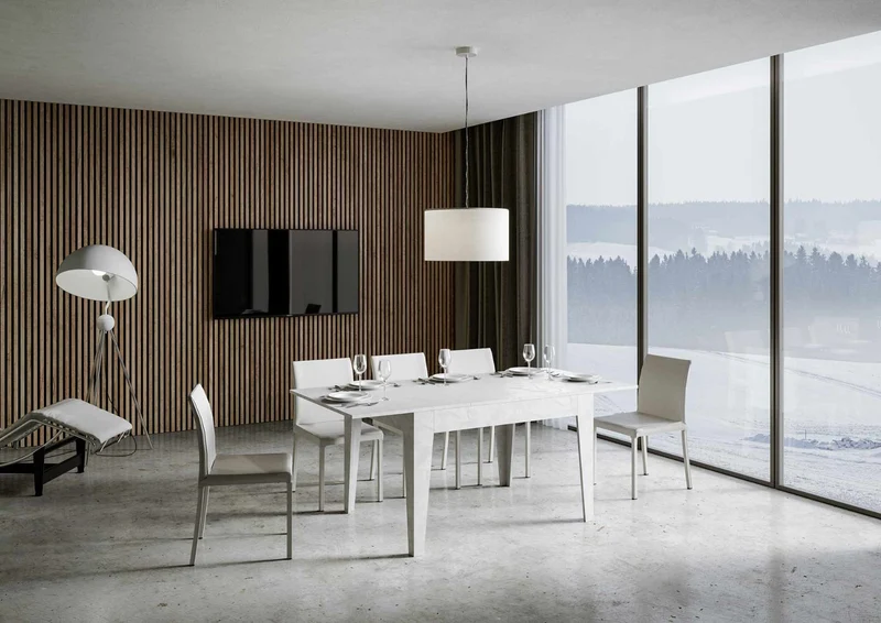 Martino - Tavolo moderno per pranzo soggiorno in legno cm 120/180x90x77h - vari colori