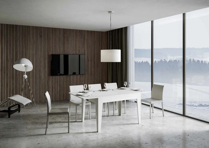 Martino - Tavolo moderno per pranzo soggiorno in legno cm 120/180x90x77h - vari colori