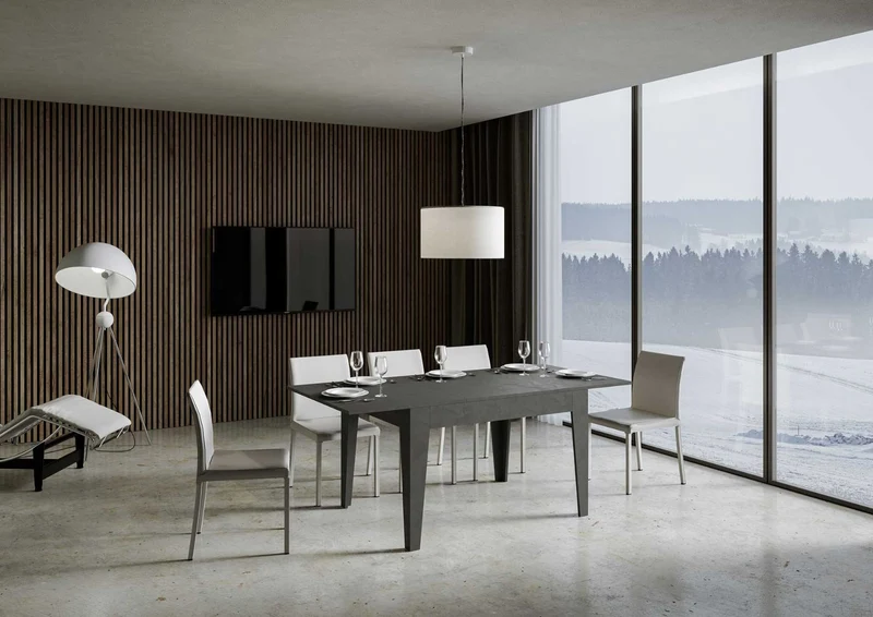 Martino - Tavolo moderno per pranzo soggiorno in legno cm 120/180x90x77h - vari colori
