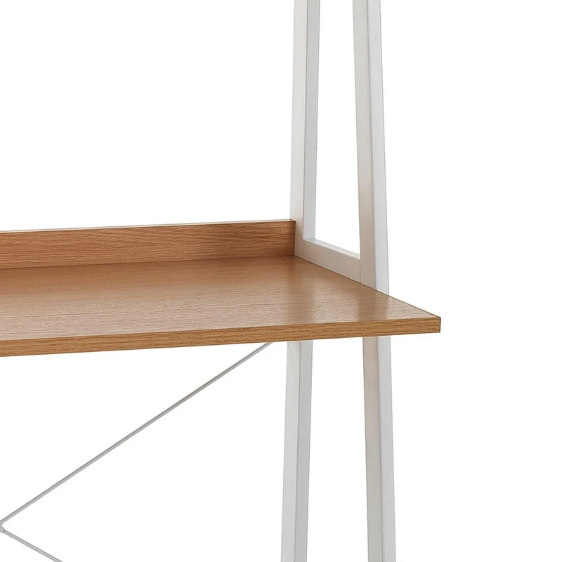 Scrivania moderna con ripiani e scrittoio in legno colore bianco e rovere cm 80x45x170h