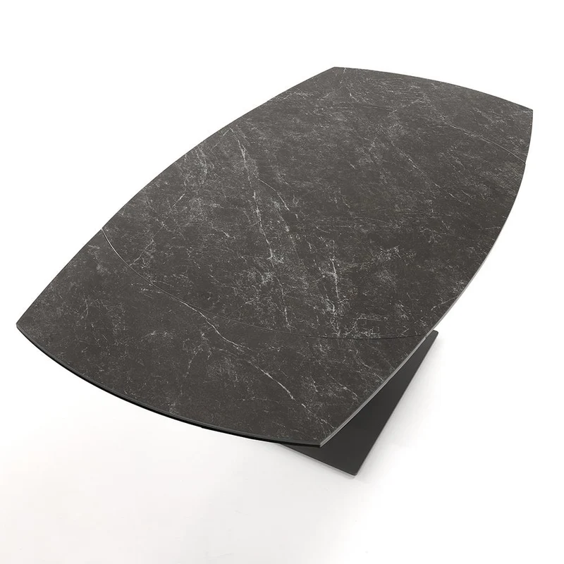 Tavolo moderno allungabile con base in acciaio e piano in vetro e ceramica cm 120/180x90x77h - vari colori