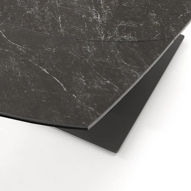 Tavolo moderno allungabile con base in acciaio e piano in vetro e ceramica cm 120/180x90x77h - vari colori