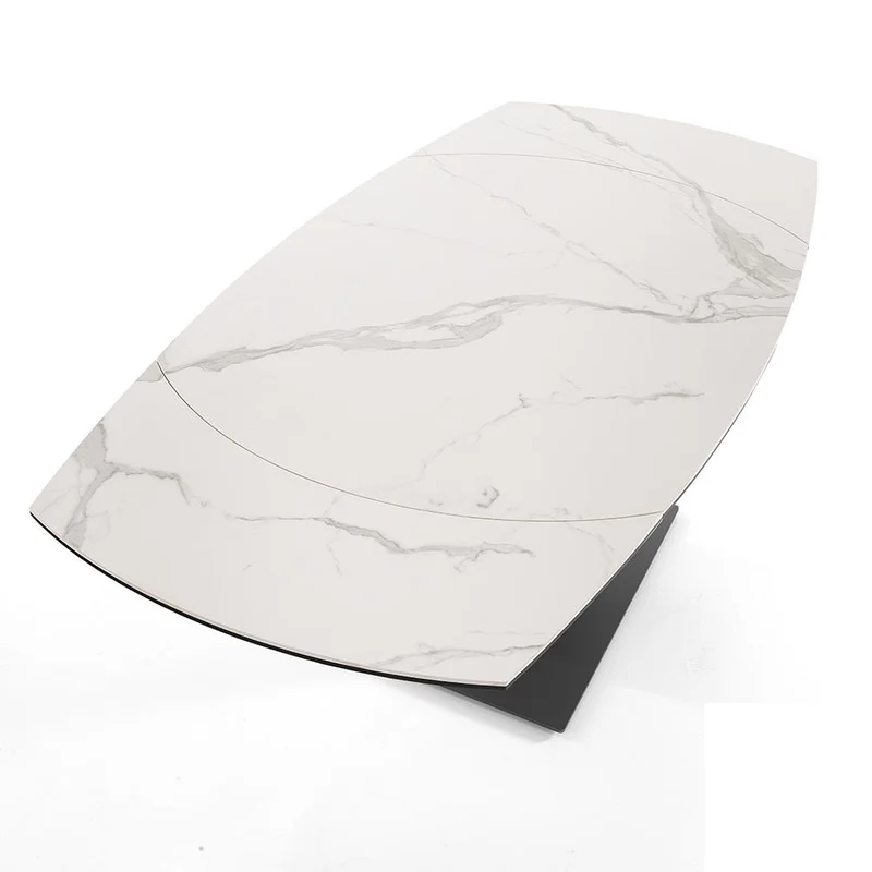 Tavolo moderno allungabile con base in acciaio e piano in vetro e ceramica cm 120/180x90x77h - vari colori