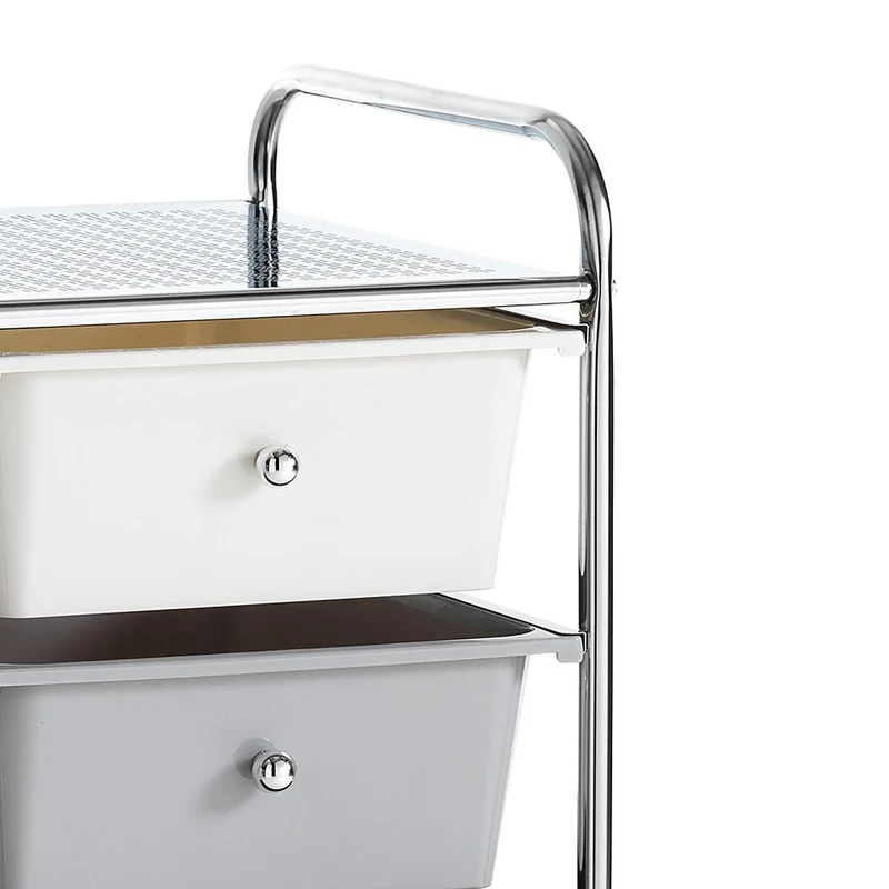Cassettiera con rotelle struttura in metallo cromato cassetti colorati cm 32x37x90h
