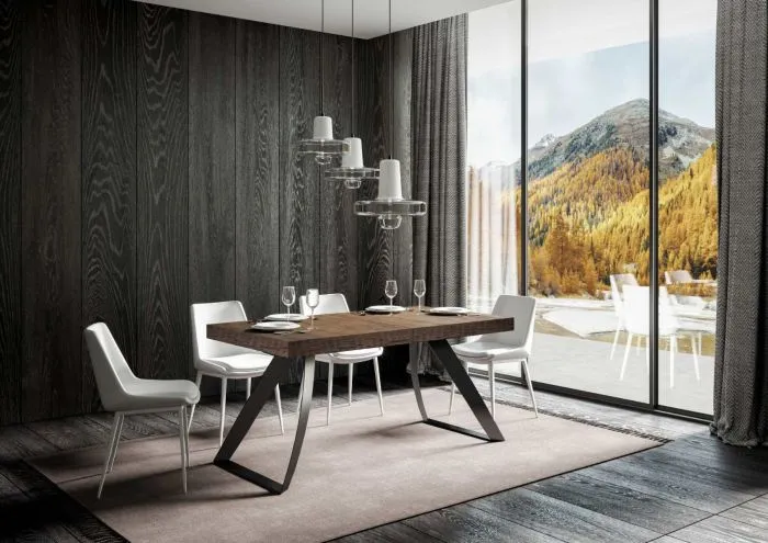 Manal - Tavolo allungabile design piano in legno gambe in metallo - Vari modelli