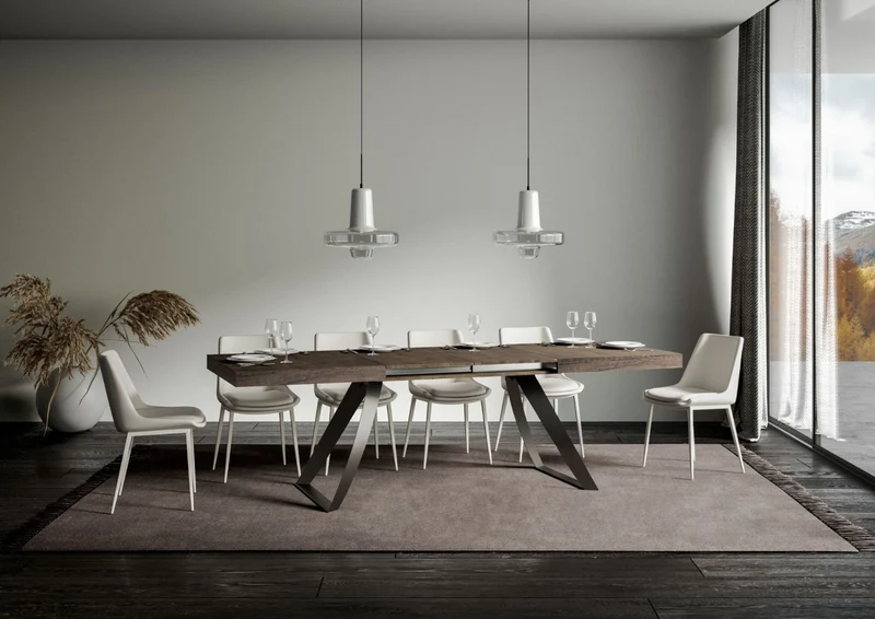 Manal - Tavolo allungabile design piano in legno gambe in metallo - Vari modelli