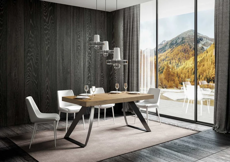 Manal - Tavolo allungabile design piano in legno gambe in metallo - Vari modelli