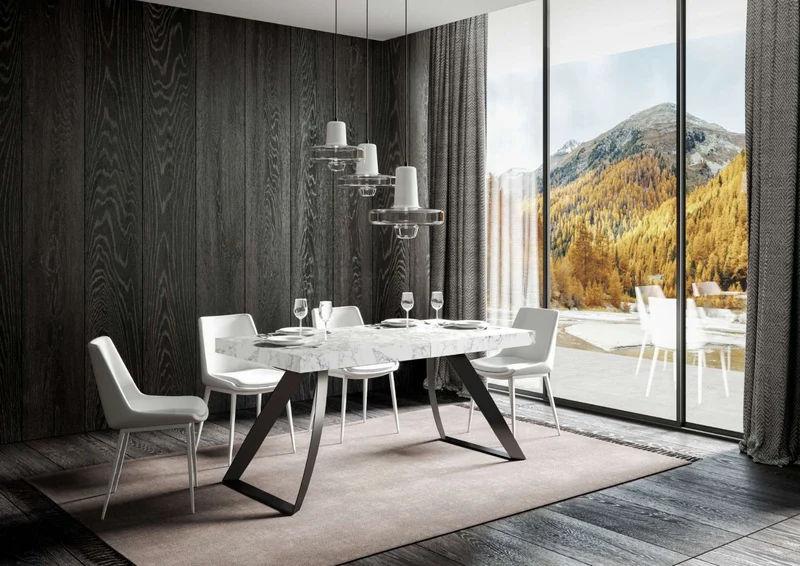 Manal - Tavolo allungabile design piano in legno gambe in metallo - Vari modelli