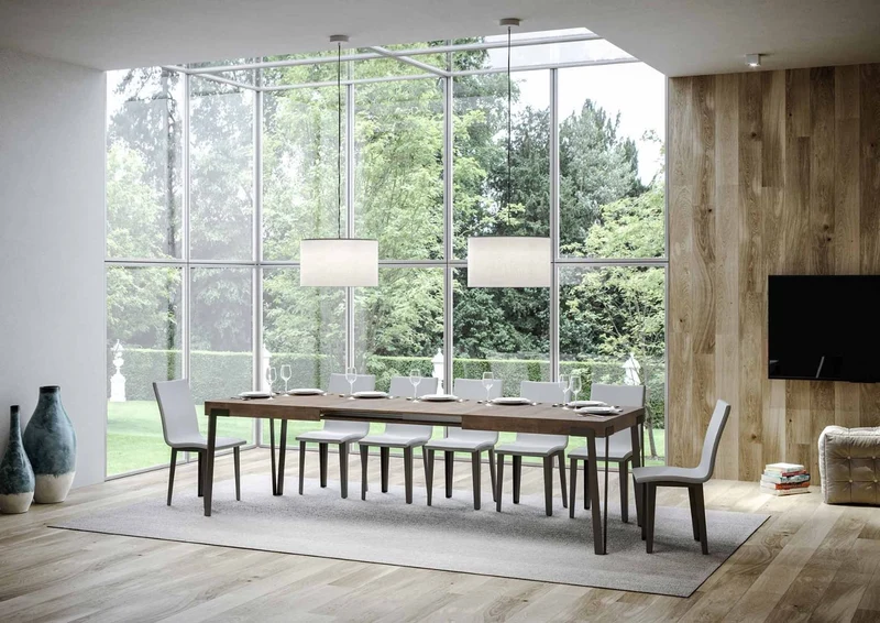 Rio - Tavolo design moderno allungabile struttura in metallo piano legno - Vari modelli