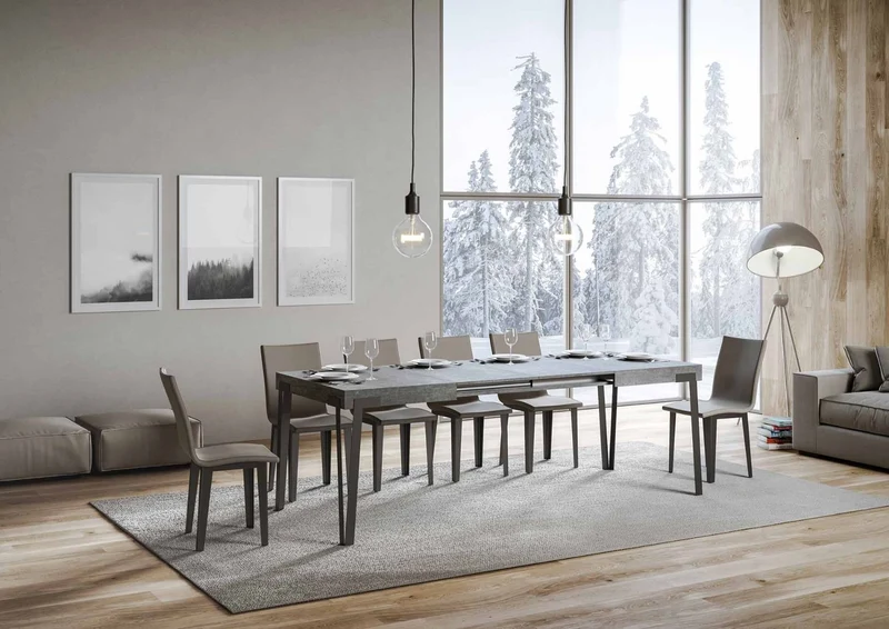 Rio - Tavolo design moderno allungabile struttura in metallo piano legno - Vari modelli