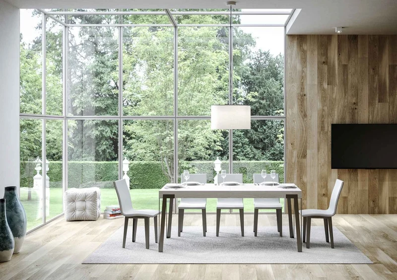 Rio - Tavolo design moderno allungabile struttura in metallo piano legno - Vari modelli