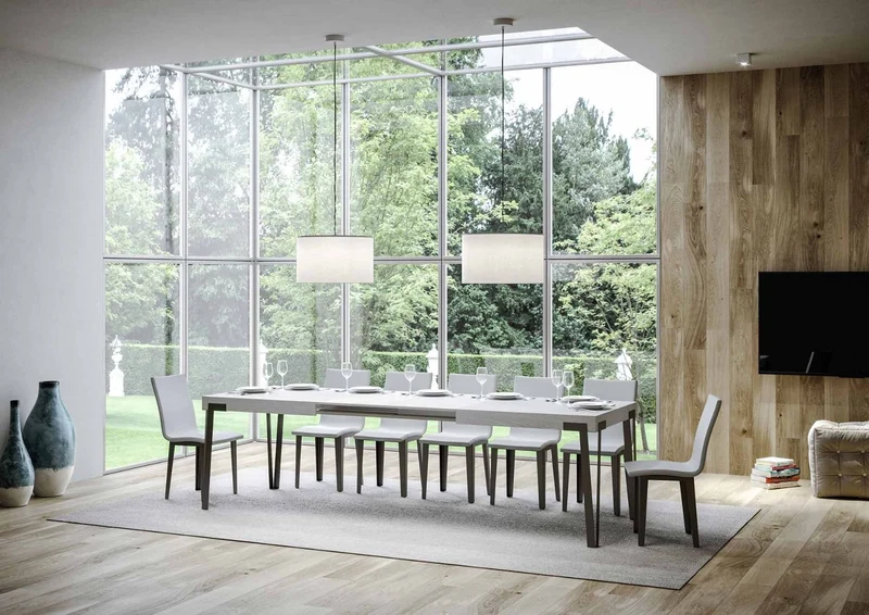 Rio - Tavolo design moderno allungabile struttura in metallo piano legno - Vari modelli