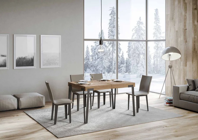 Rio - Tavolo design moderno allungabile struttura in metallo piano legno - Vari modelli