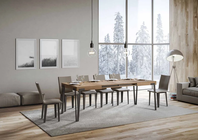 Rio - Tavolo design moderno allungabile struttura in metallo piano legno - Vari modelli