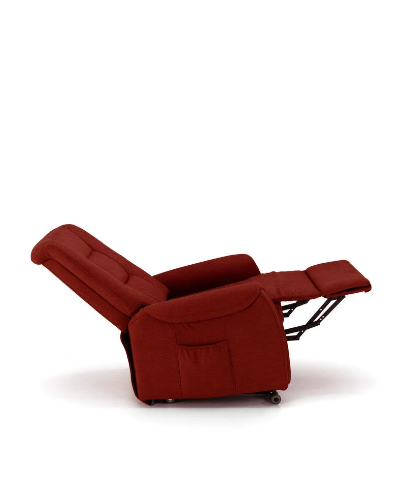 Poltrona relax in tessuto di microfibra con sistema alzapersona schienale reclinabile - vari colori