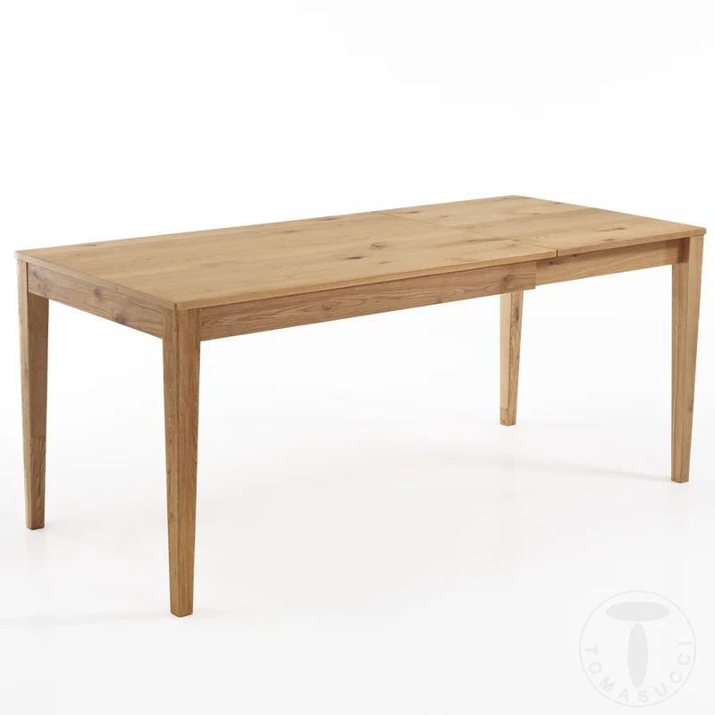 Tavolo da pranzo allungabile in legno massello finitura rovere cm 120/180x80x76h