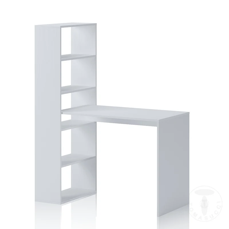 Scrivania moderna con libreria laterale in legno larice poro aperto cm 119x50x73h