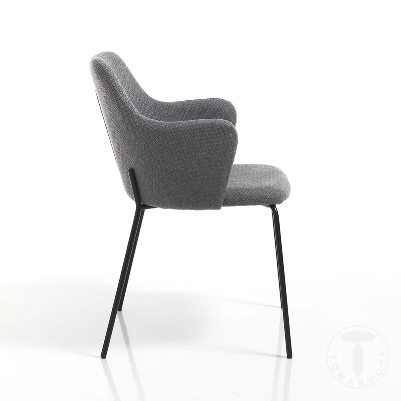 Set da 2 Sedia poltroncina gambe in metallo seduta rivestita in tessuto cm 55x59x85h - vari colori