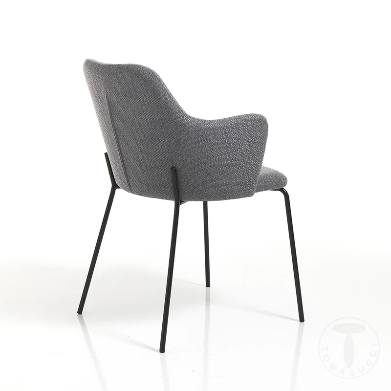 Set da 2 Sedia poltroncina gambe in metallo seduta rivestita in tessuto cm 55x59x85h - vari colori