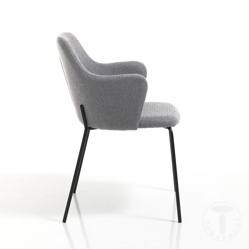 Set da 2 Sedia poltroncina gambe in metallo seduta rivestita in tessuto cm 55x59x85h - vari colori