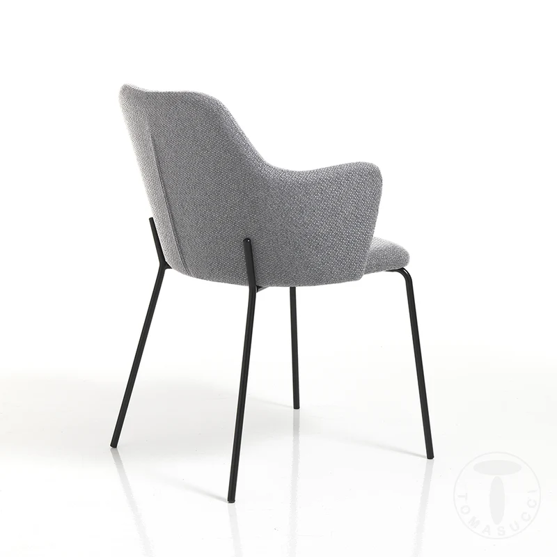 Set da 2 Sedia poltroncina gambe in metallo seduta rivestita in tessuto cm 55x59x85h - vari colori