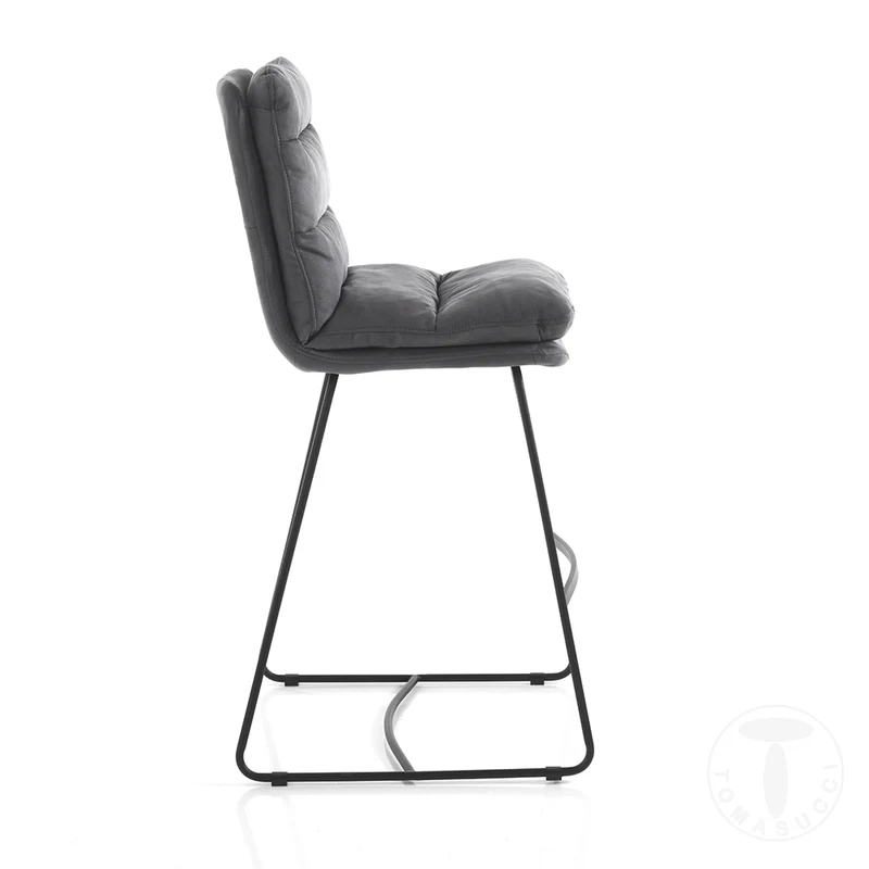 Set da 2 Sgabello alto struttura in metallo seduta in velluto grigio cm 47x59x110h
