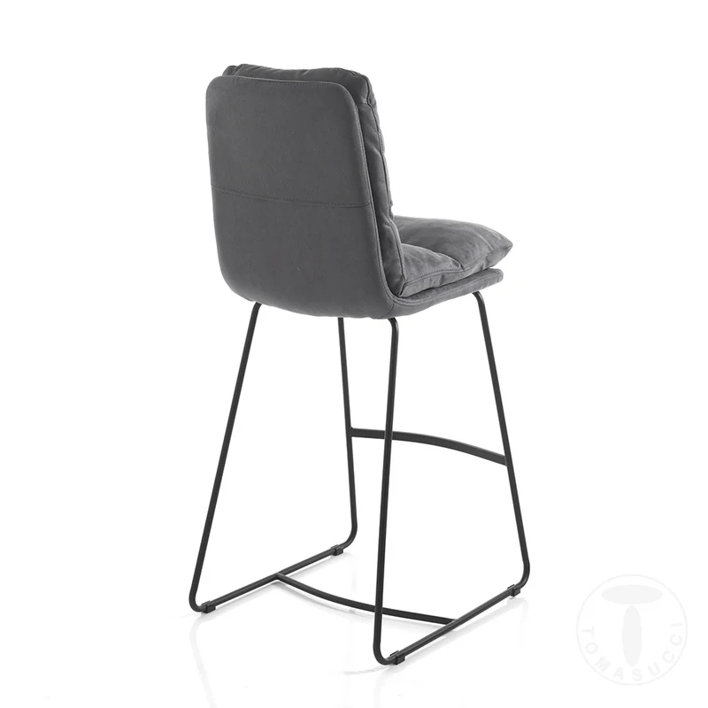Set da 2 Sgabello alto struttura in metallo seduta in velluto grigio cm 47x59x110h