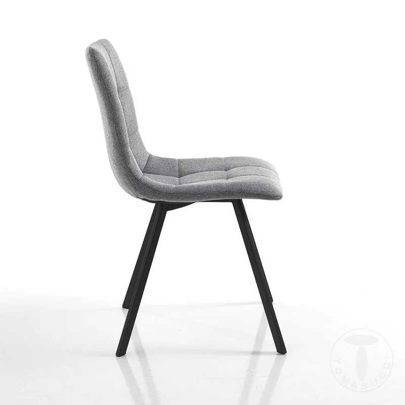 Set da 4 Sedia moderna scocca imbottita e rivestita in tessuto grigio cm 46x56x85h