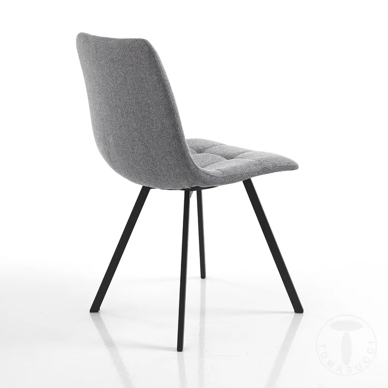 Set da 4 Sedia moderna scocca imbottita e rivestita in tessuto grigio cm 46x56x85h