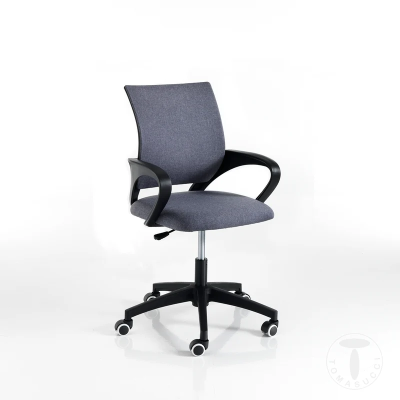 Sedia da ufficio regolabile seduta in tessuto grigio base con ruote cm 56x56x85/95h