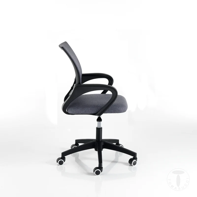 Sedia da ufficio regolabile seduta in tessuto grigio base con ruote cm 56x56x85/95h