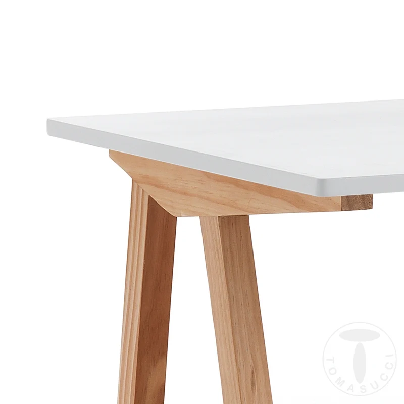 Scrivania da studio gambe in legno massello rovere piano bianco cm 120x60x76h