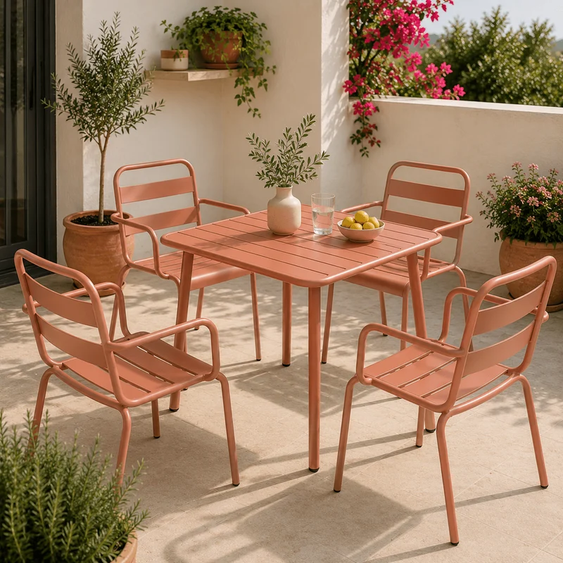 Conjunto de jardín mesa Zian 70 con 4 sillas Oriol