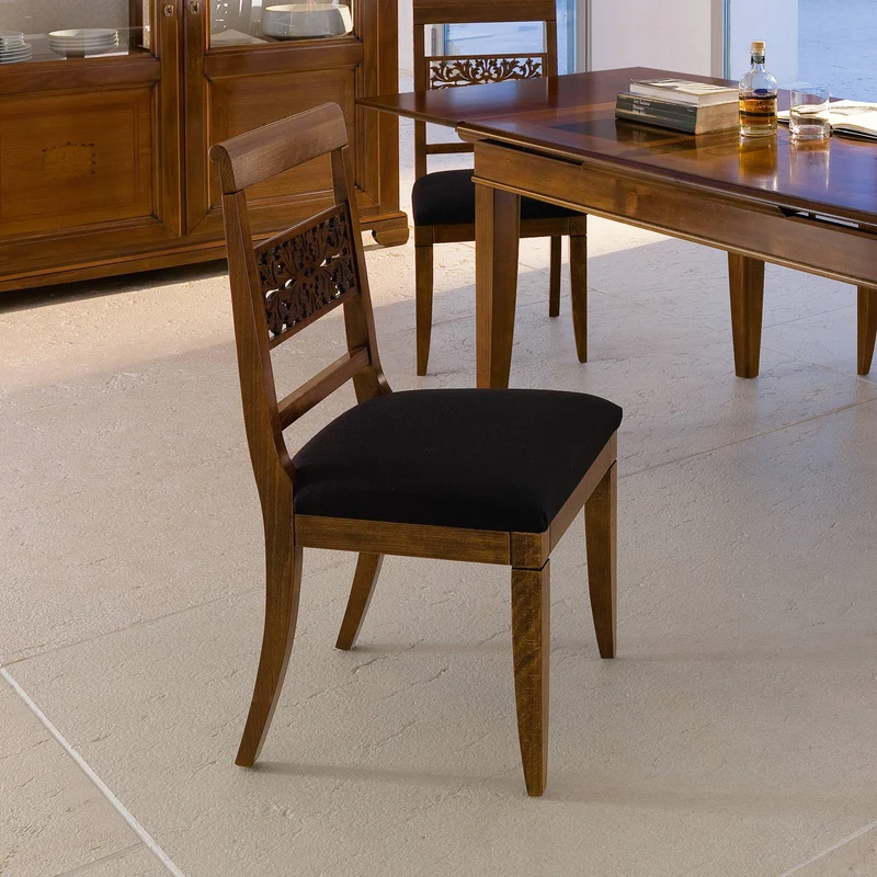 Sedia Classica in Legno e Tessuto Arte