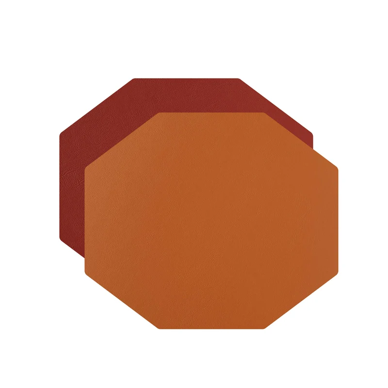 Leather Octagonal PLACEMAT & Napkin Rings BOTTEGA by Ekaterina Borovkova for ADJ STYLE