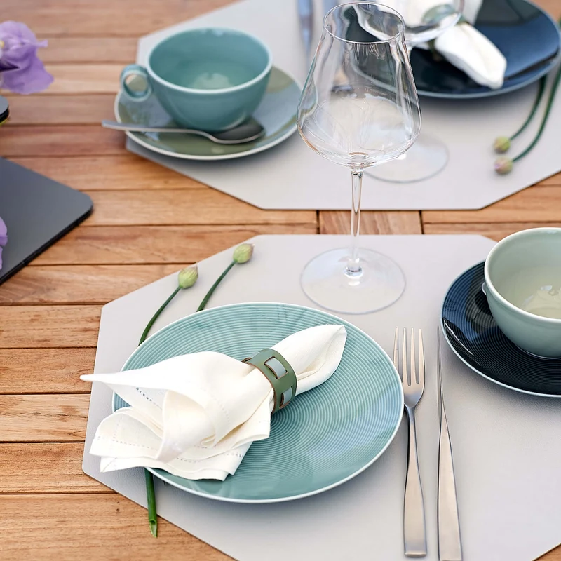 Leather Octagonal PLACEMAT & Napkin Rings BOTTEGA by Ekaterina Borovkova for ADJ STYLE