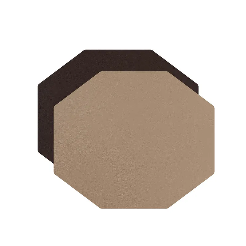 Leather Octagonal PLACEMAT & Napkin Rings BOTTEGA by Ekaterina Borovkova for ADJ STYLE