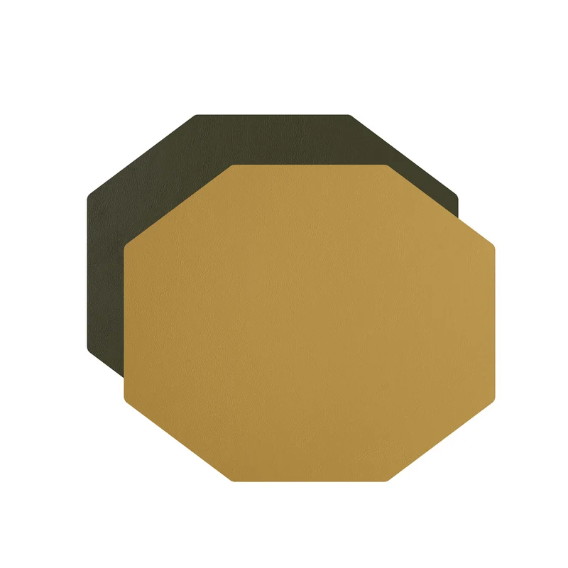 Leather Octagonal PLACEMAT & Napkin Rings BOTTEGA by Ekaterina Borovkova for ADJ STYLE